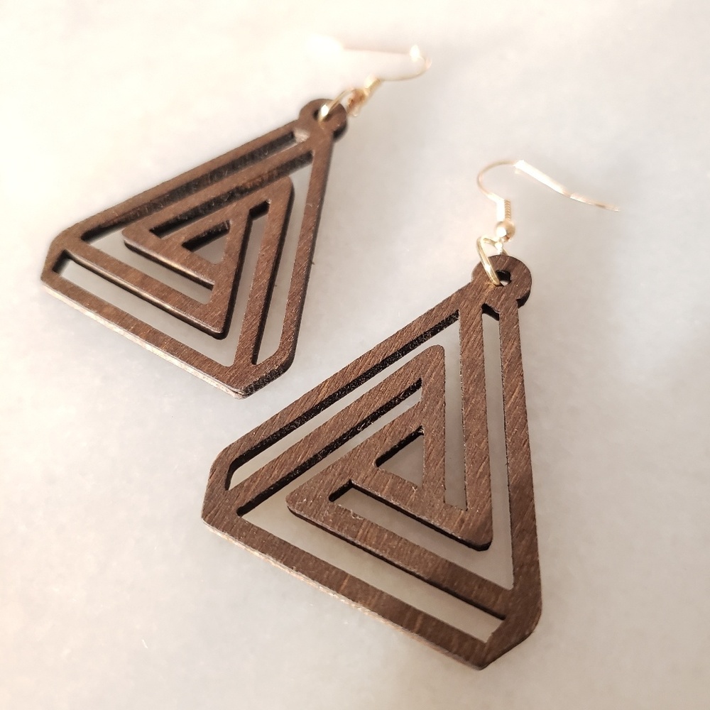 Boho chic laser cut geometric wood earrings